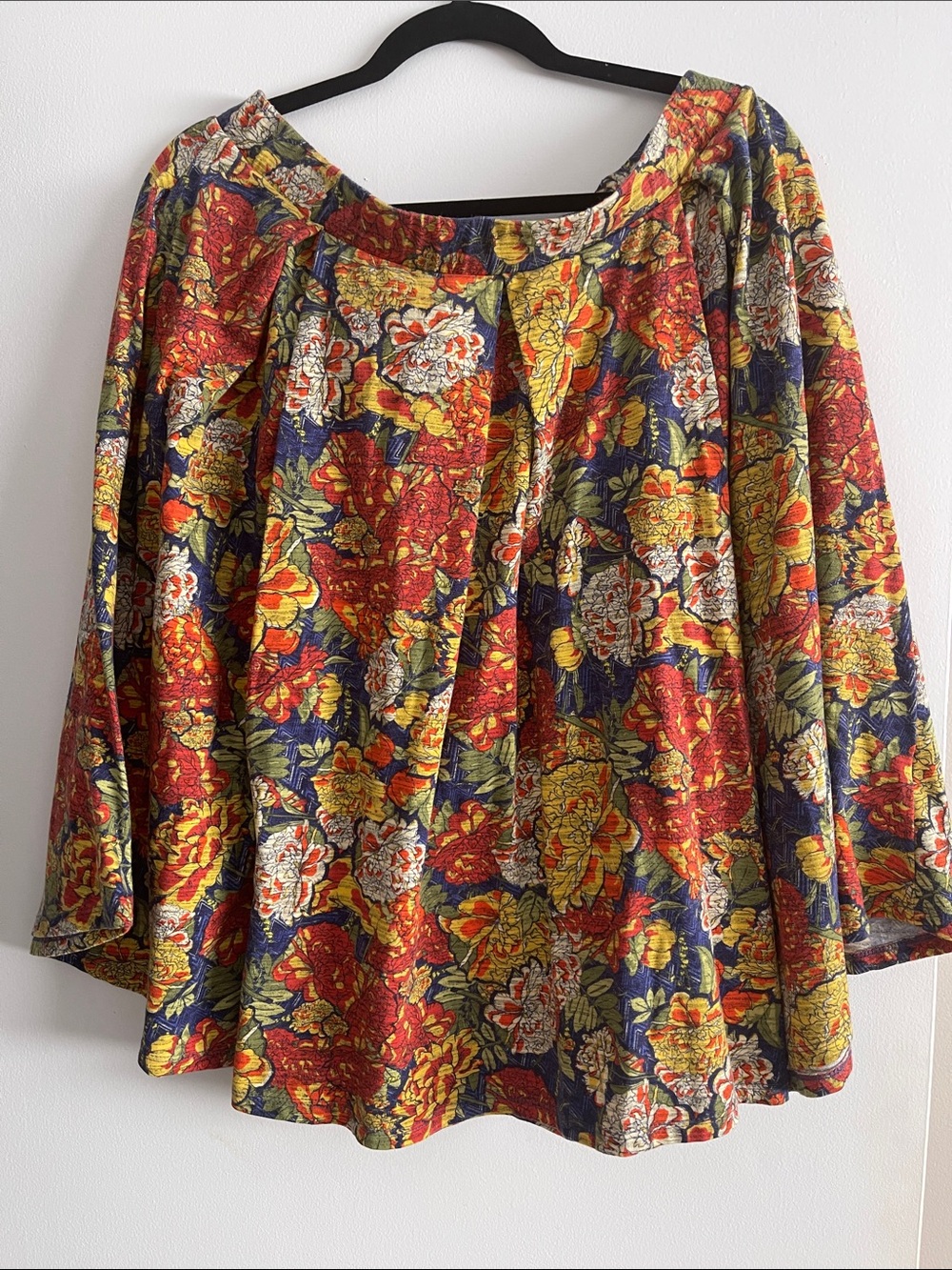 LuLaRoe Madison Floral Pleated A-Line Skirt in Red & Yellow